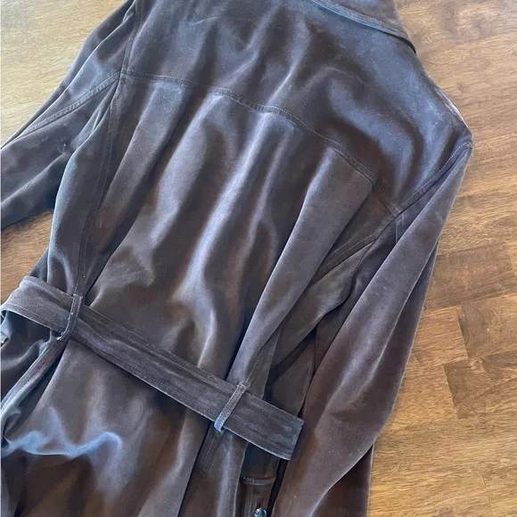 Michael Kors M/L - Brown suede leather button up jacket w/ matching belt - 3/4L - Picture 4 of 5